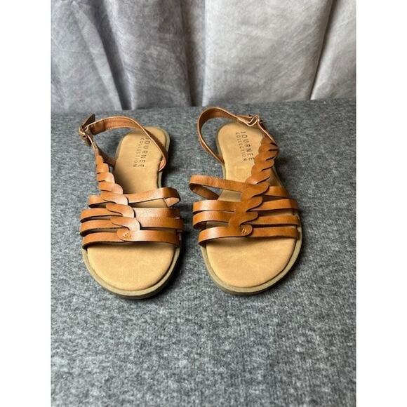 Journee Collection Women Solay Braided Slingback Sandals Size US 6.5M Tan Brown - Picture 2 of 6